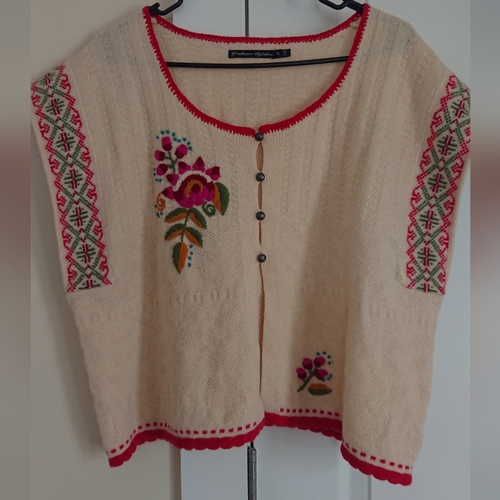 Gudrun Sjödén wool & alpaca blend embroidered knitted vest size XL